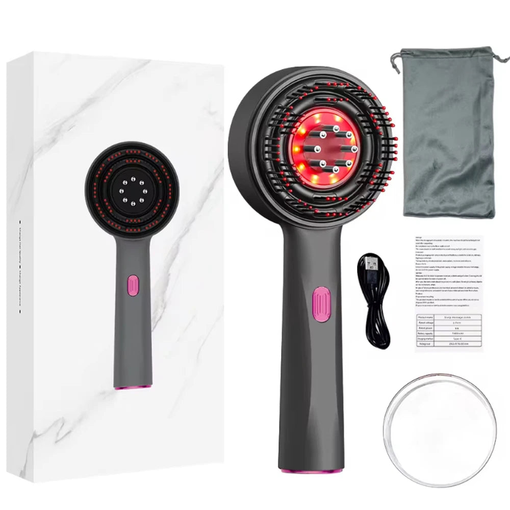 Hair Massage Comb – Vibrating Scalp Brush with Red Light Care