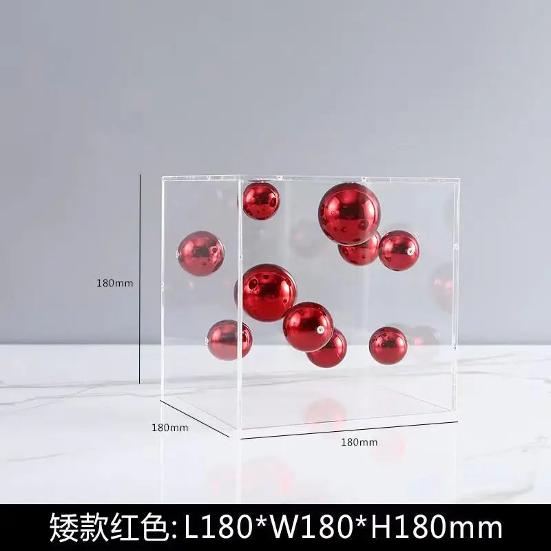 Transparent Acrylic Square Ornament – Modern Spherical Decor for Living Rooms