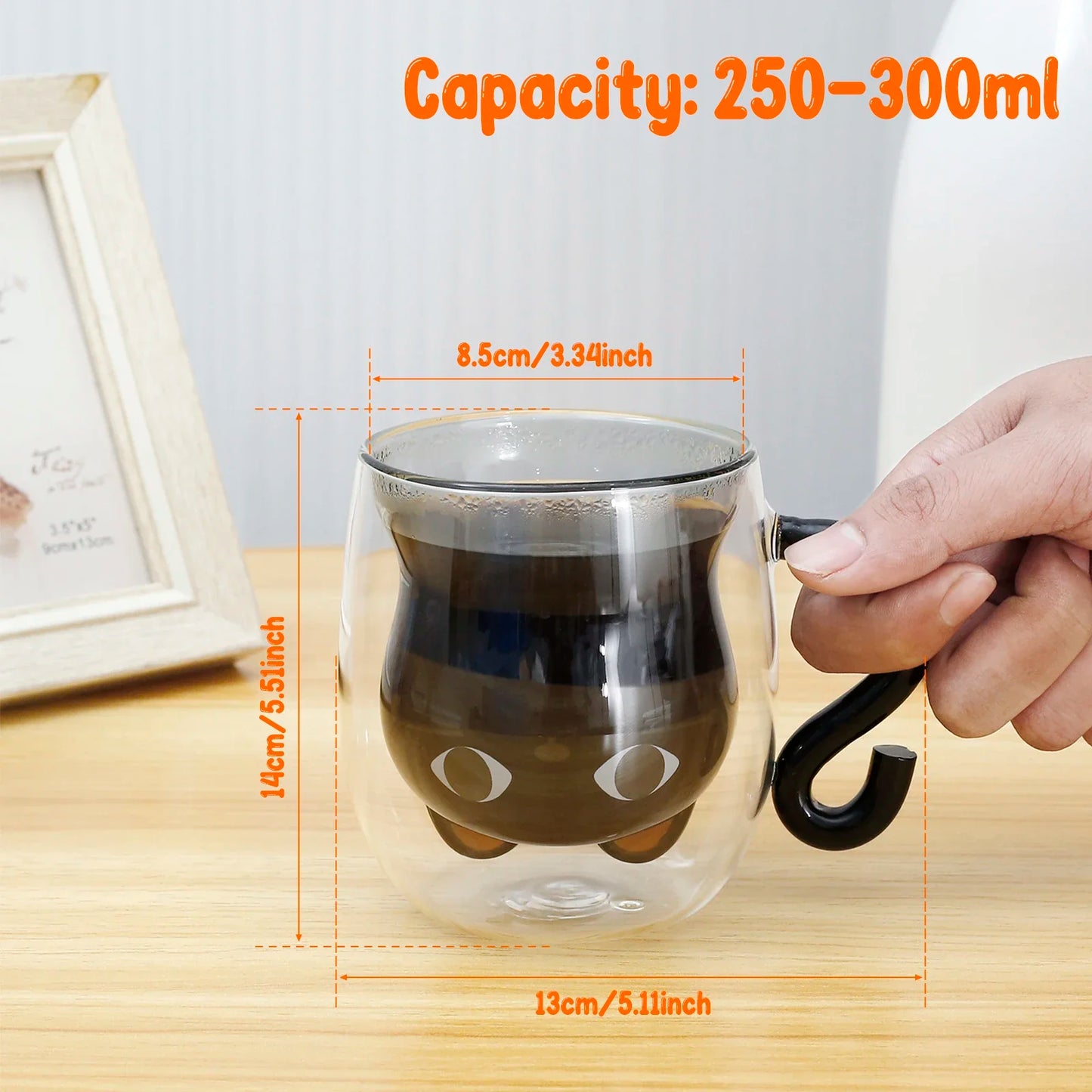 Cute Cat Glass Mug – Double-Wall Cup for Tea, Coffee and Milk