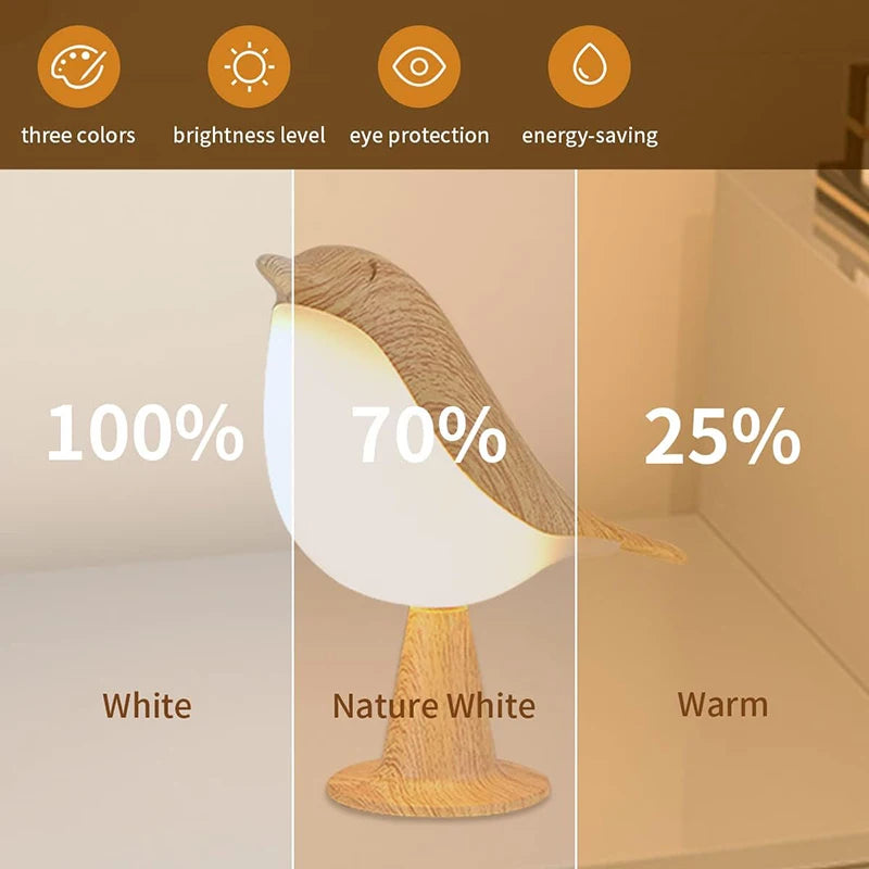 Minimalist Bird LED Lamp - Touch Control, 3 Colour Light