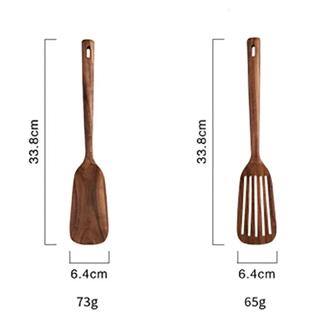 Natural Teak Wooden Spoons Set – Eco-Friendly Kitchen Utensils
