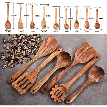 Natural Teak Wooden Spoons Set – Eco-Friendly Kitchen Utensils