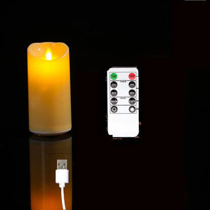 Rechargeable LED Moving Wick Candles – Remote Control Decorative Set