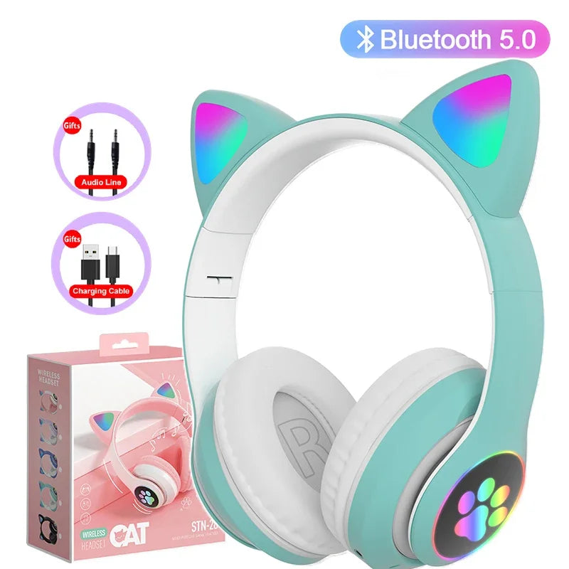 Wireless Cat Ear Headphones – Bluetooth Kids Earphones with Mic