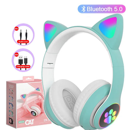 Wireless Cat Ear Headphones – Bluetooth Kids Earphones with Mic