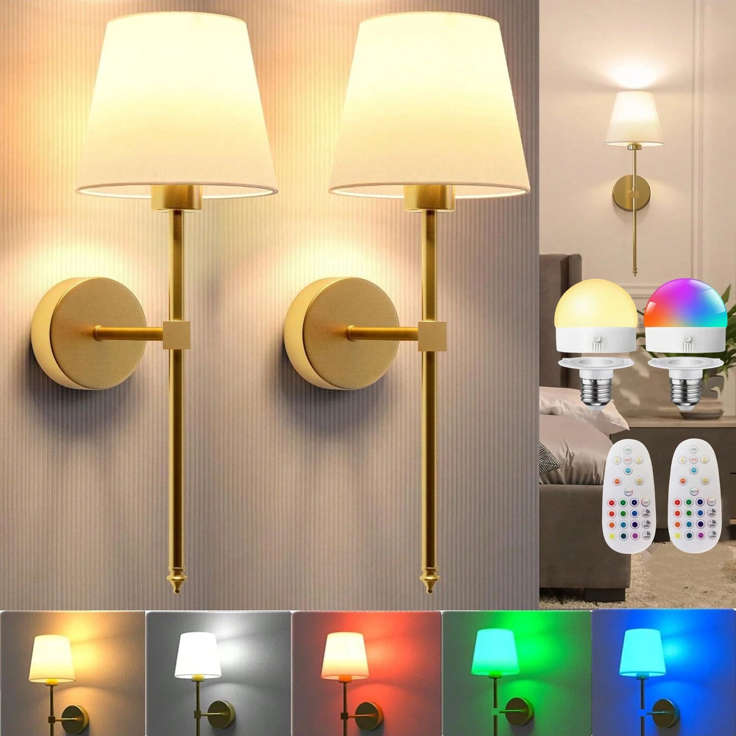 Cordless Wall Lamp – Rechargeable, Dimmable & Remote Controlled