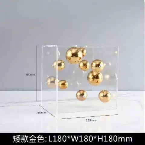 Transparent Acrylic Square Ornament – Modern Spherical Decor for Living Rooms
