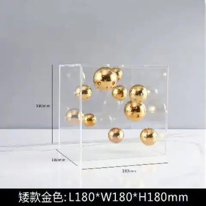 Transparent Acrylic Square Ornament – Modern Spherical Decor for Living Rooms