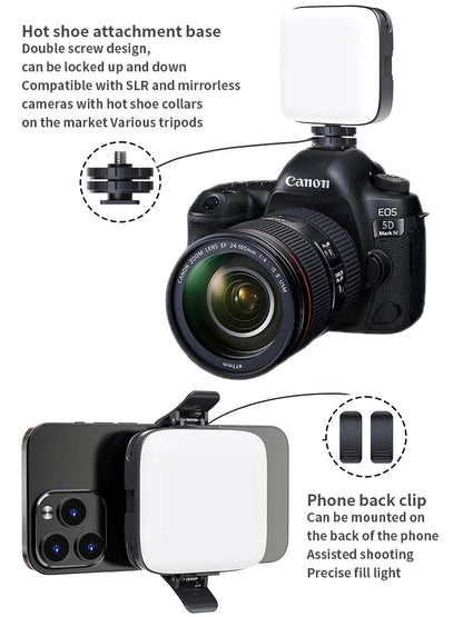 Portable Bi-Colour LED Fill Light - Clip-On Camera and Phone Light