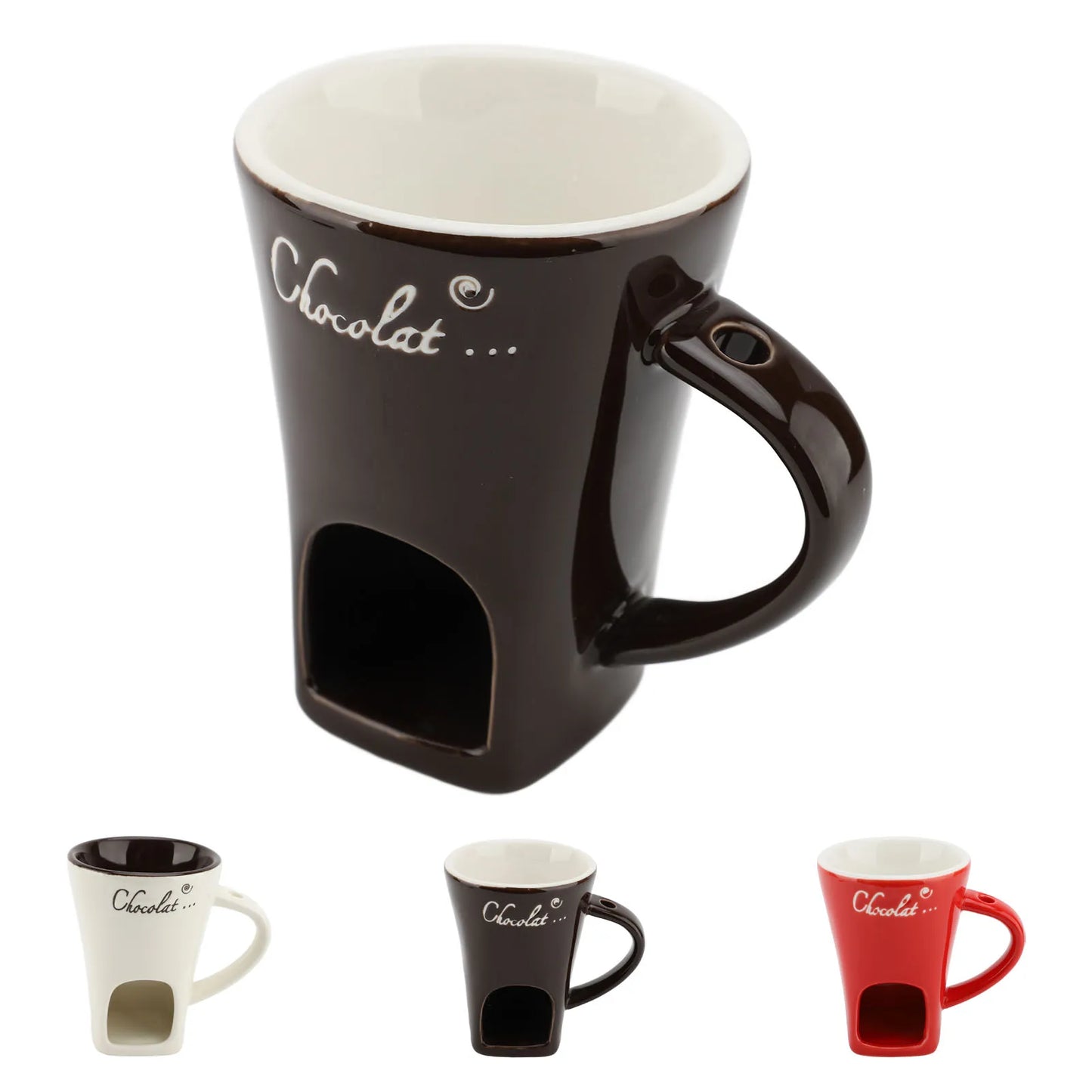 Ceramic Chocolate Fondue Mug – Mini Melting Pot with Fork