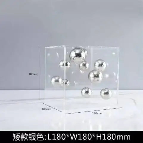 Transparent Acrylic Square Ornament – Modern Spherical Decor for Living Rooms