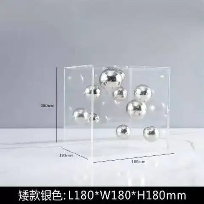 Transparent Acrylic Square Ornament – Modern Spherical Decor for Living Rooms