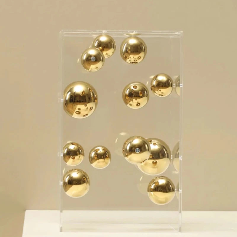Transparent Acrylic Square Ornament – Modern Spherical Decor for Living Rooms