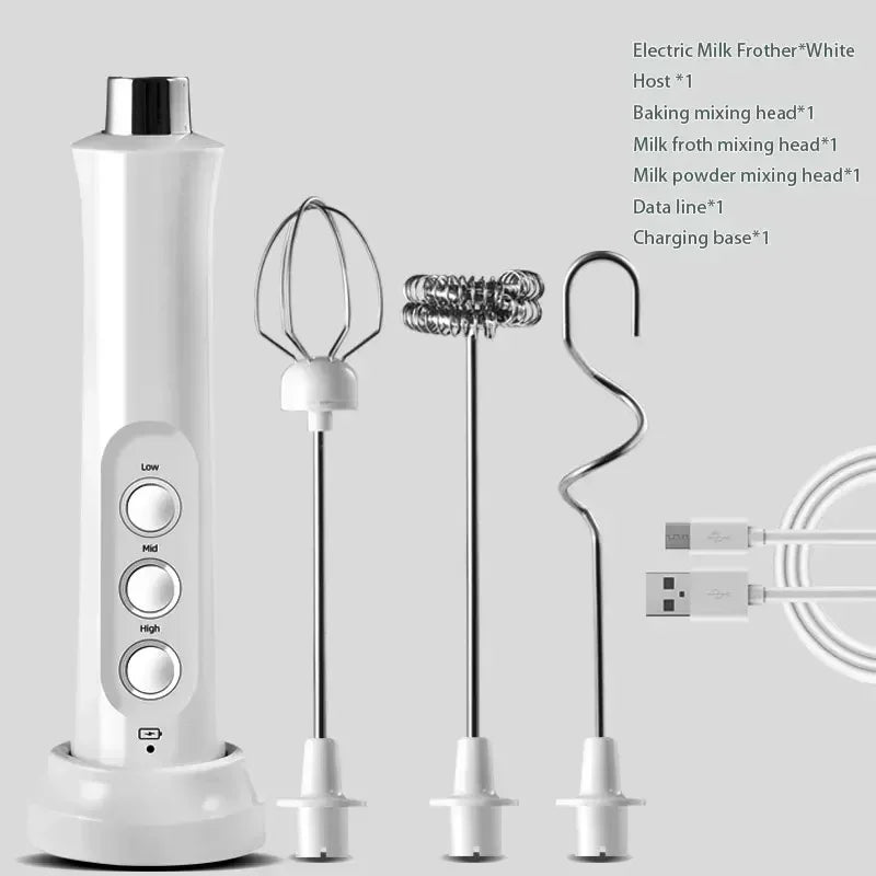 USB Handheld Milk Frother – Wireless 3-Speed Foamer for Lattes e More