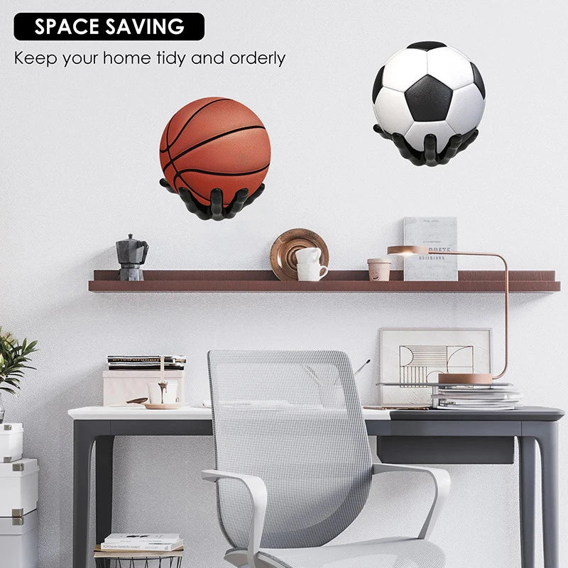 Hand-Shaped Wall Ball Holder - Basketball e Football Storage