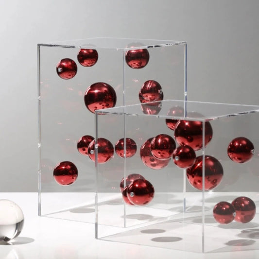 Transparent Acrylic Square Ornament – Modern Spherical Decor for Living Rooms