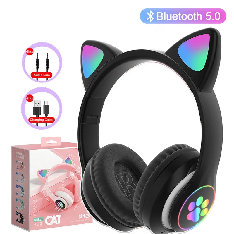 Wireless Cat Ear Headphones – Bluetooth Kids Earphones with Mic