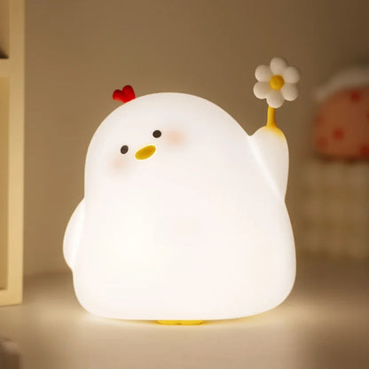 Cute Duck LED Night Light – USB Rechargeable Touch Lamp