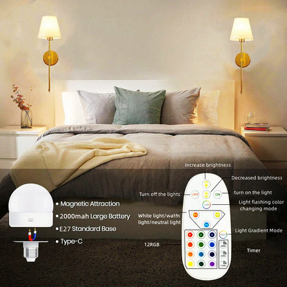Cordless Wall Lamp – Rechargeable, Dimmable & Remote Controlled