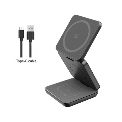 Magnetic Wireless Charger Stand – 3-in-1 Foldable iPhone Station
