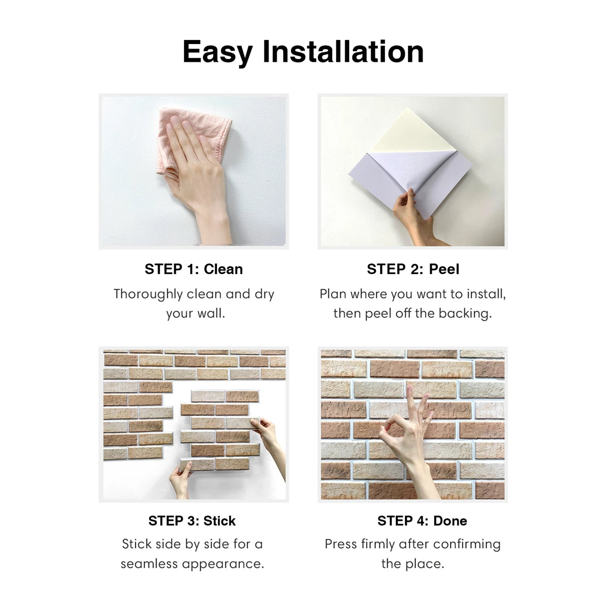 Peel & Stick 3D Brick Wall Stickers – Easy DIY Waterproof Backsplash Tiles