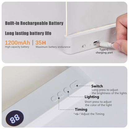 LED Flat Panel Reading Light - USB Rechargeable Eye-Care Lamp