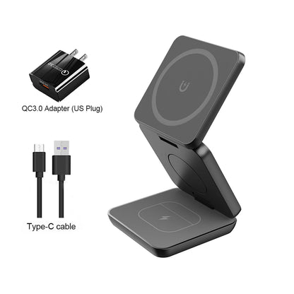 Magnetic Wireless Charger Stand – 3-in-1 Foldable iPhone Station
