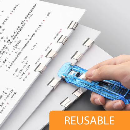 Reusable Push Stapler - Traceless Binding Tool for Office and School