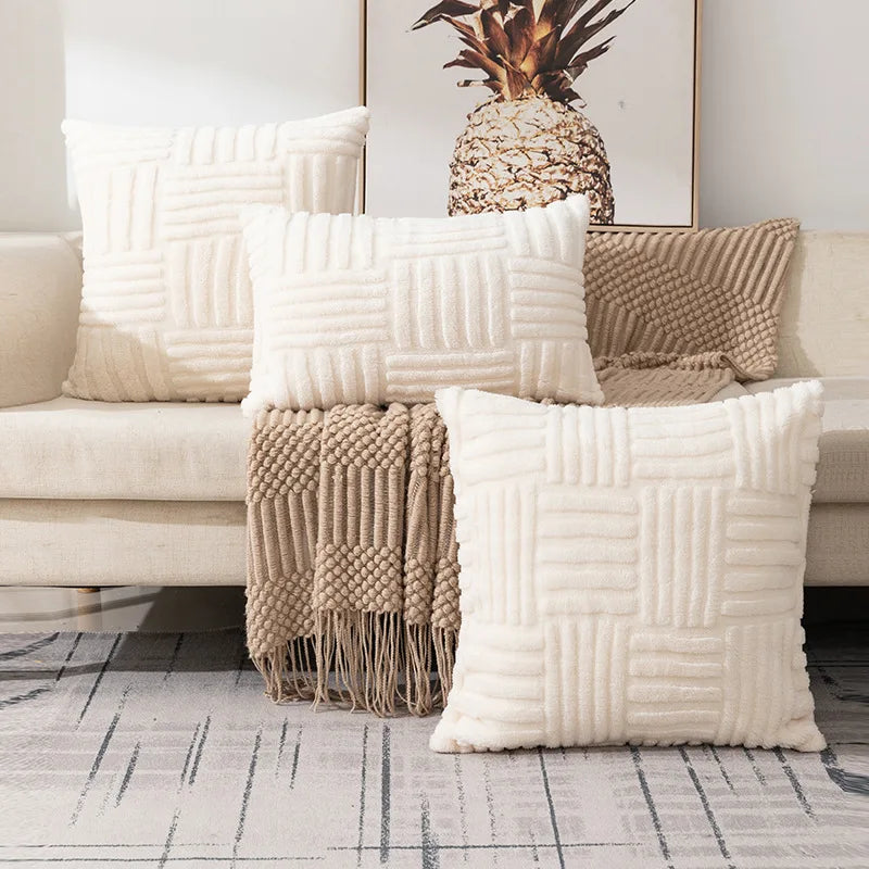Fluffy Faux Fur Cushion Cover – Elegant Boho Pillowcase