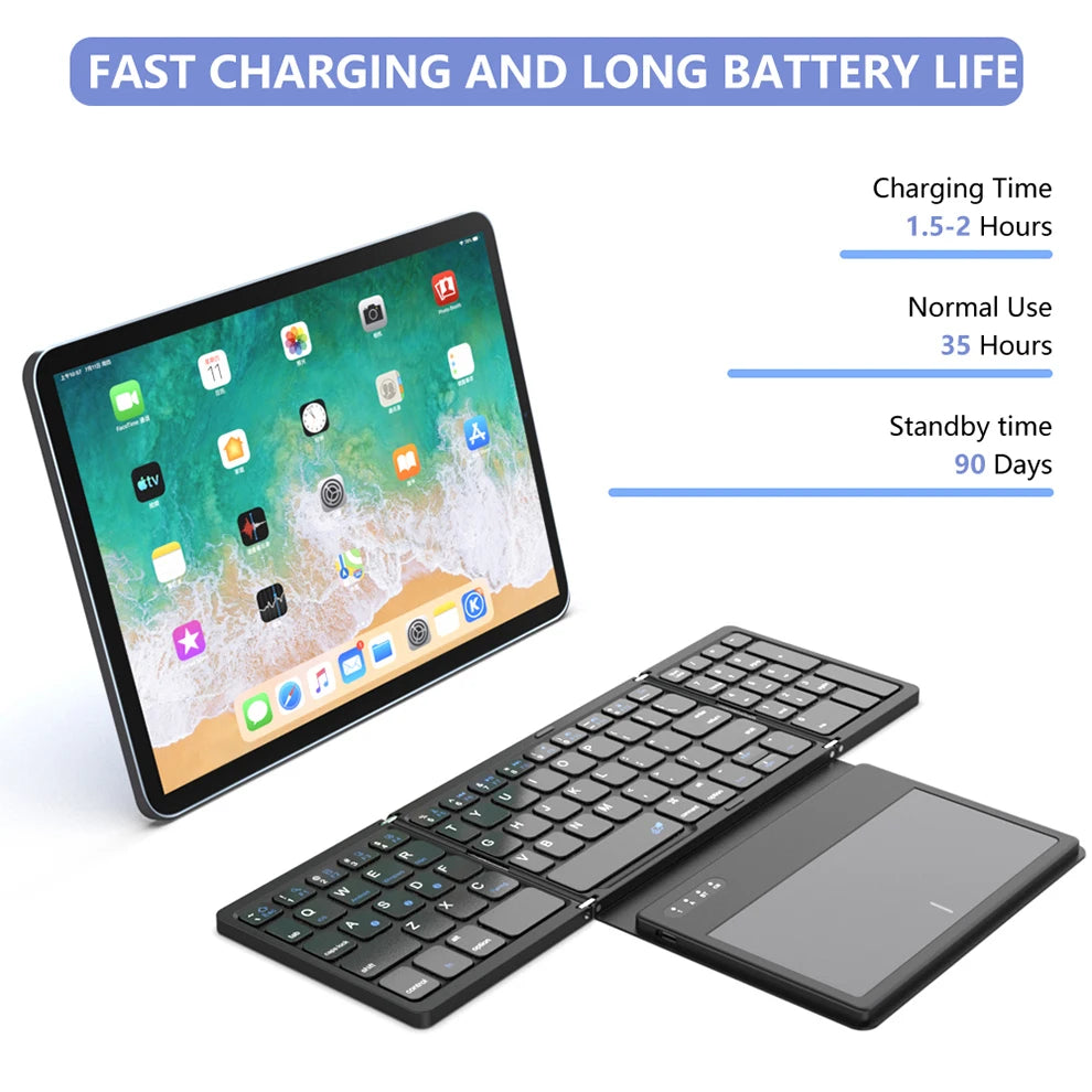 Foldable Bluetooth Keyboard – Pocket Wireless Keyboard with Touchpad