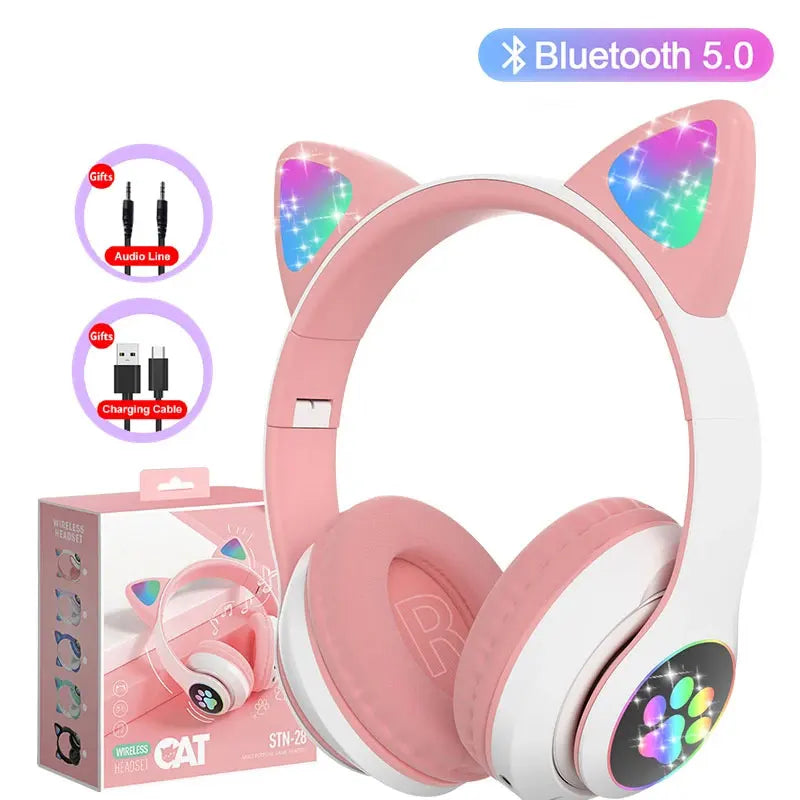 Wireless Cat Ear Headphones – Bluetooth Kids Earphones with Mic