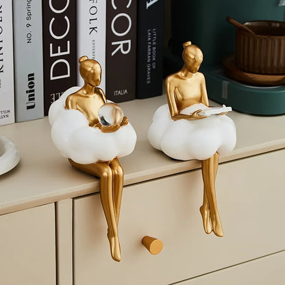 Modern Cloud Girl Sculpture – Contemporary Ornament for Aesthetic Home Decor
