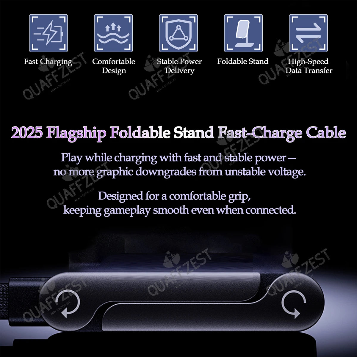 Foldable Phone Holder Cable – 240W Fast Charging 2-in-1