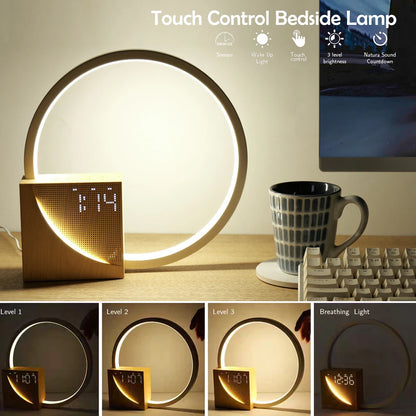 Bedside Alarm Lamp – Dimmable Night Light with White Noise