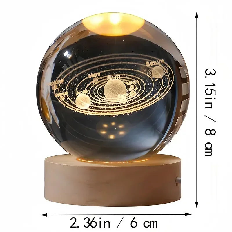 3D Crystal Earth Globe with Wooden Display Base