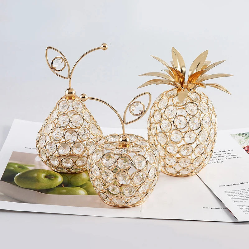 Mini Crystal Fruit Ornaments – Sparkling Apple, Pear & Pineapple Crafts