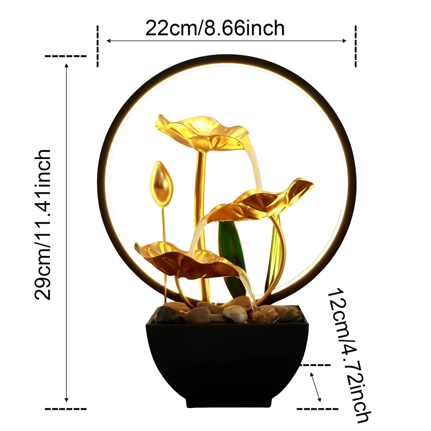 USB Desktop Water Fountain – LED Ring Waterfall for Relaxation