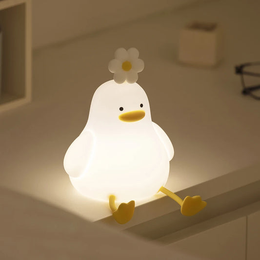 Cute Duck LED Night Light – USB Rechargeable Touch Lamp