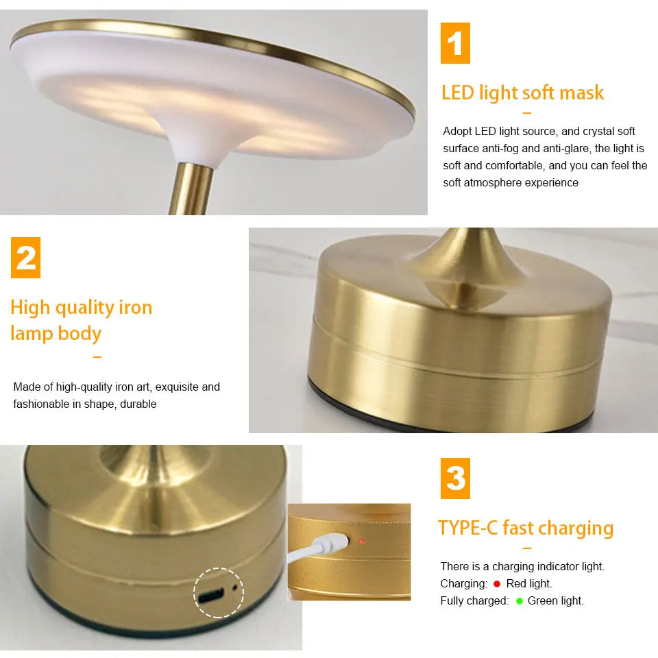 Touch LED Table Lamp - USB Rechargeable Portable Light