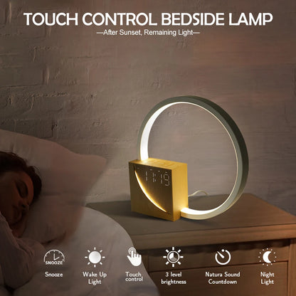 Bedside Alarm Lamp – Dimmable Night Light with White Noise