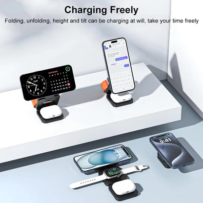 Magnetic Wireless Charger Stand – 3-in-1 Foldable iPhone Station