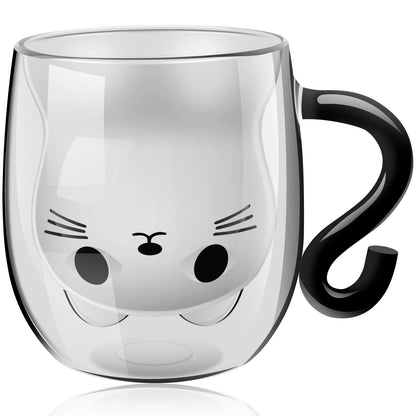 Cute Cat Glass Mug – Double-Wall Cup for Tea, Coffee and Milk