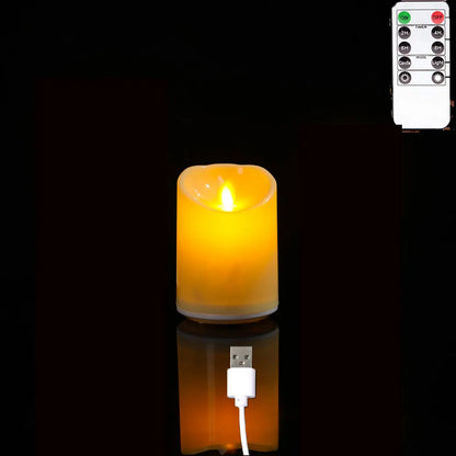 Rechargeable LED Moving Wick Candles – Remote Control Decorative Set