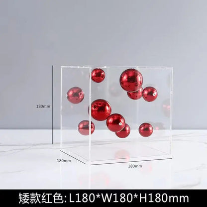 Transparent Acrylic Square Ornament – Modern Spherical Decor for Living Rooms