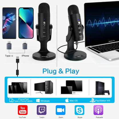 Haomuren USB Mic - Pro Sound for Streaming e Recording