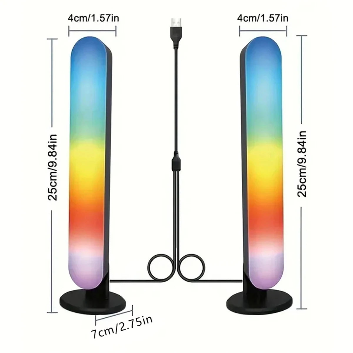 RGB Music Rhythm Light Bars USB Rechargeable Set