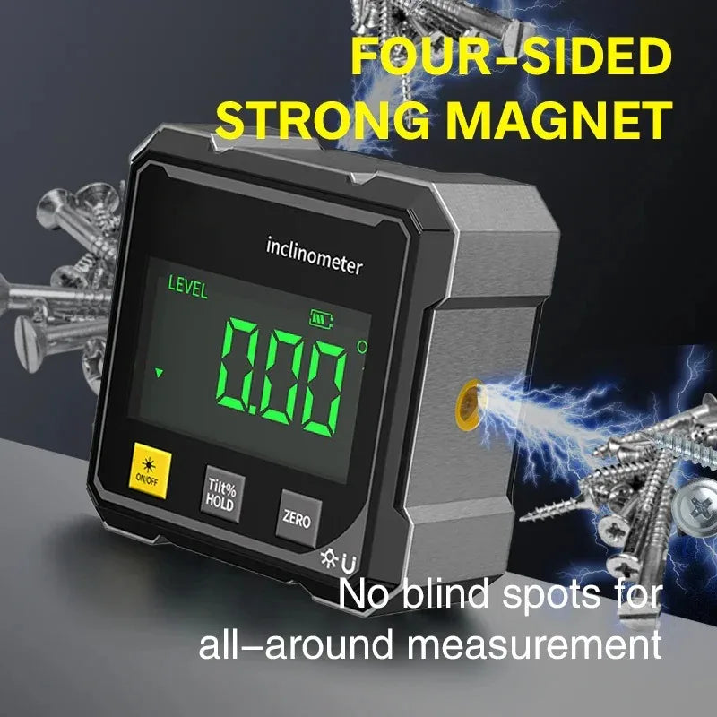 4-Side Digital Angle Meter - Magnetic Laser Slope Gauge
