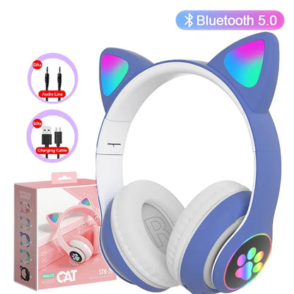 Wireless Cat Ear Headphones – Bluetooth Kids Earphones with Mic