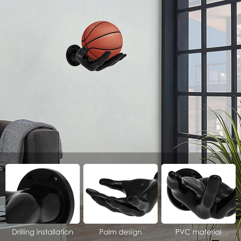 Hand-Shaped Wall Ball Holder - Basketball e Football Storage