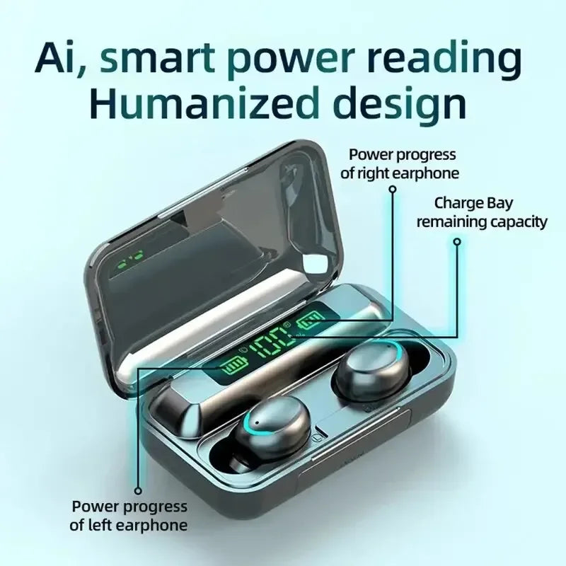 TWS F9 Bluetooth Earphones – Waterproof with LED Display Case